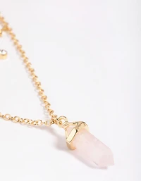 Gold Plated Star & Rose Quartz Layered Necklace