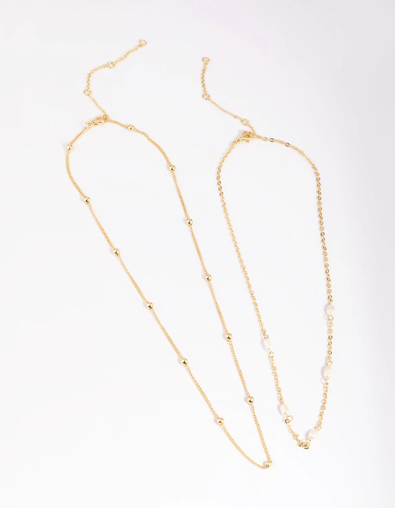 Gold Plated Freshwater Pearl Layered Necklace