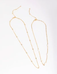 Gold Plated Freshwater Pearl Layered Necklace