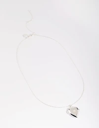 Silver Plated Cubic Zirconia Heart Locket Necklace