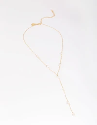 Gold Plated Freshwater Pearl Lariat Necklace