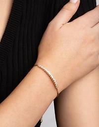 Gold Plated Cubic Zirconia Box Chain Toggle Tennis Bracelet