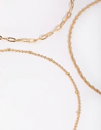 Gold Plated Fine Chain Anklet Set