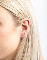 Gold Diamante Curved Crawler Jacket Earrings