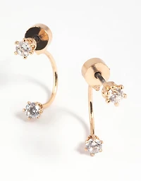 Gold Cubic Zirconia Jacket Earrings