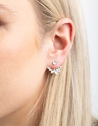 Silver Teardrop Statement Jacket Earrings