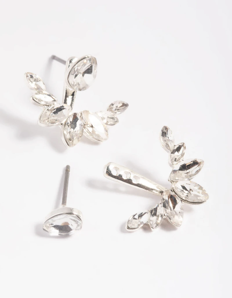 Silver Teardrop Statement Jacket Earrings