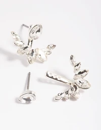 Silver Teardrop Statement Jacket Earrings