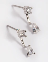 Silver Cubic Zirconia Teardrop Jacket Earrings