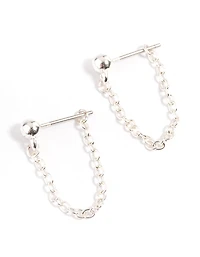 Silver Ball & Chain Jacket Earrings