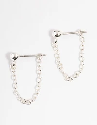 Silver Ball & Chain Jacket Earrings