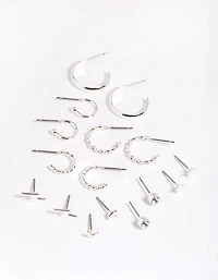 Silver Celestial Stud & Hoop Earring 8-Pack