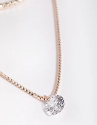 Rose Gold Diamante Layered Necklace