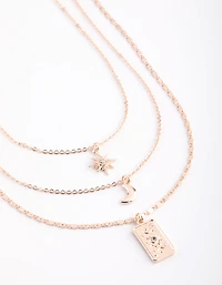 Rose Gold Moon Layered Necklace