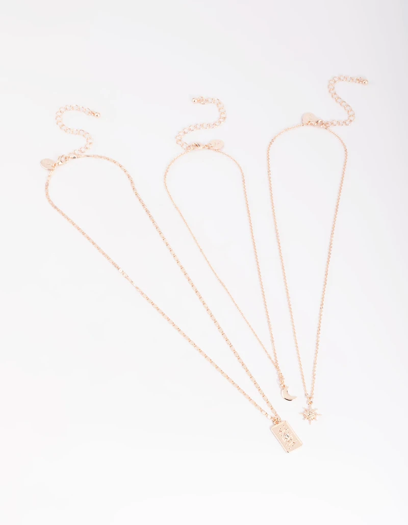 Rose Gold Moon Layered Necklace
