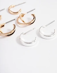Mixed Metal Cross Over Hoop Earring Pack