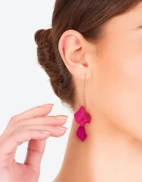 Fuchsia Chain & Petal Drop Earrings