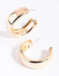 Gold Chubby Medium Hoop Earrings