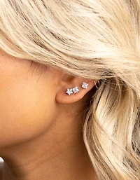 Boucle d’oreille en pavé de zircone argentée en zircone en pave pack de 6