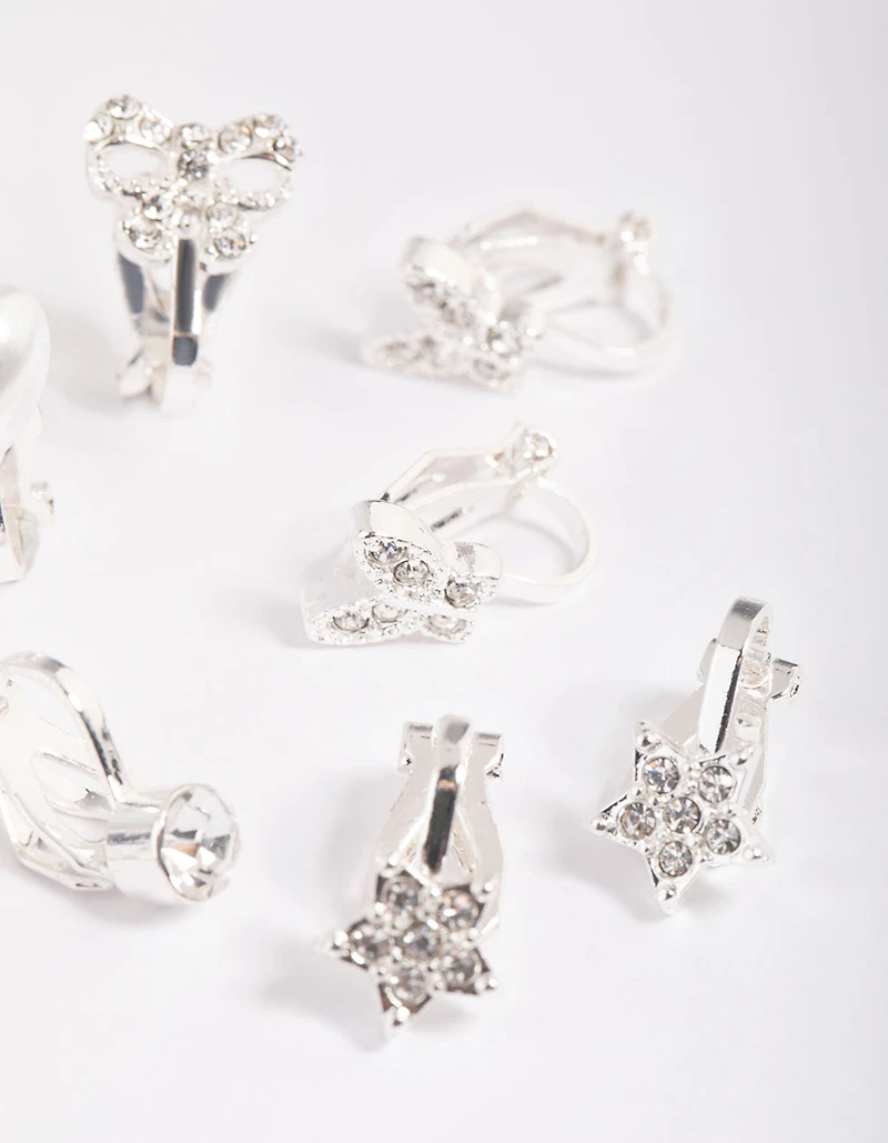 Kids Diamante Butterfly Clip-On Earring 5-Pack