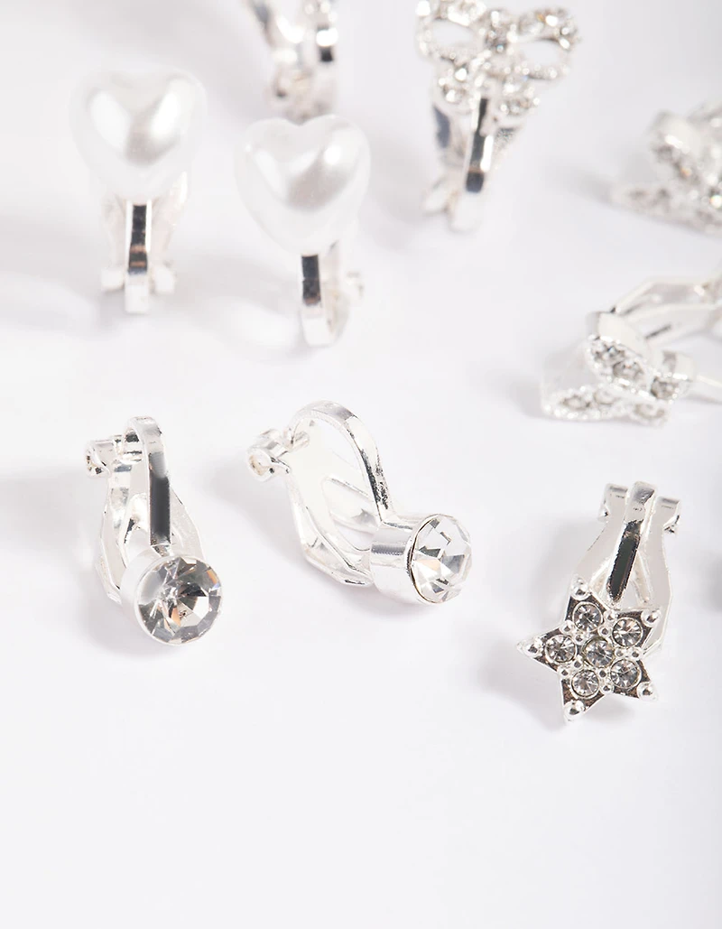 Kids Diamante Butterfly Clip-On Earring 5-Pack