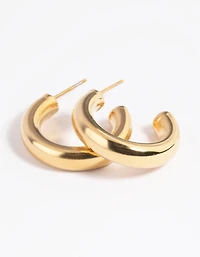 Waterproof Gold Plated Stainless Steel Medium Chunky Hoop Earrings