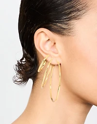 Paquet de boucles d’oreilles minces en acier inoxydable plaqué or imperméable