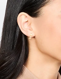 Waterproof Gold Plated Stainless Steel Cubic Zirconia Huggie Hoop Earrings