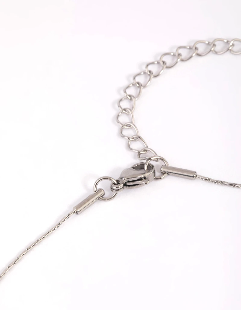 Waterproof Stainless Steel Cubic Zirconia Solitaire Necklace