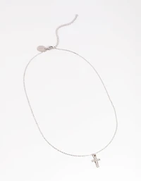 Waterproof Stainless Steel Cubic Zirconia Cross Necklace