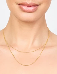 Waterproof Gold Plated Stainless Steel Mixed Chain Layered Necklace