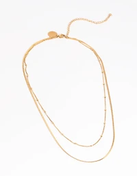 Waterproof Gold Plated Stainless Steel Mixed Chain Layered Necklace
