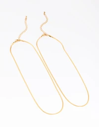 Waterproof Gold Plated Stainless Steel Fine Chain Necklace 2-Pack