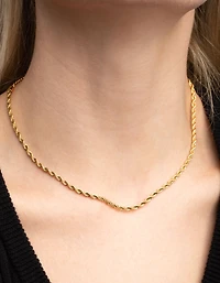 Waterproof Gold Plated Stainless Steel Twisted Chain Necklace