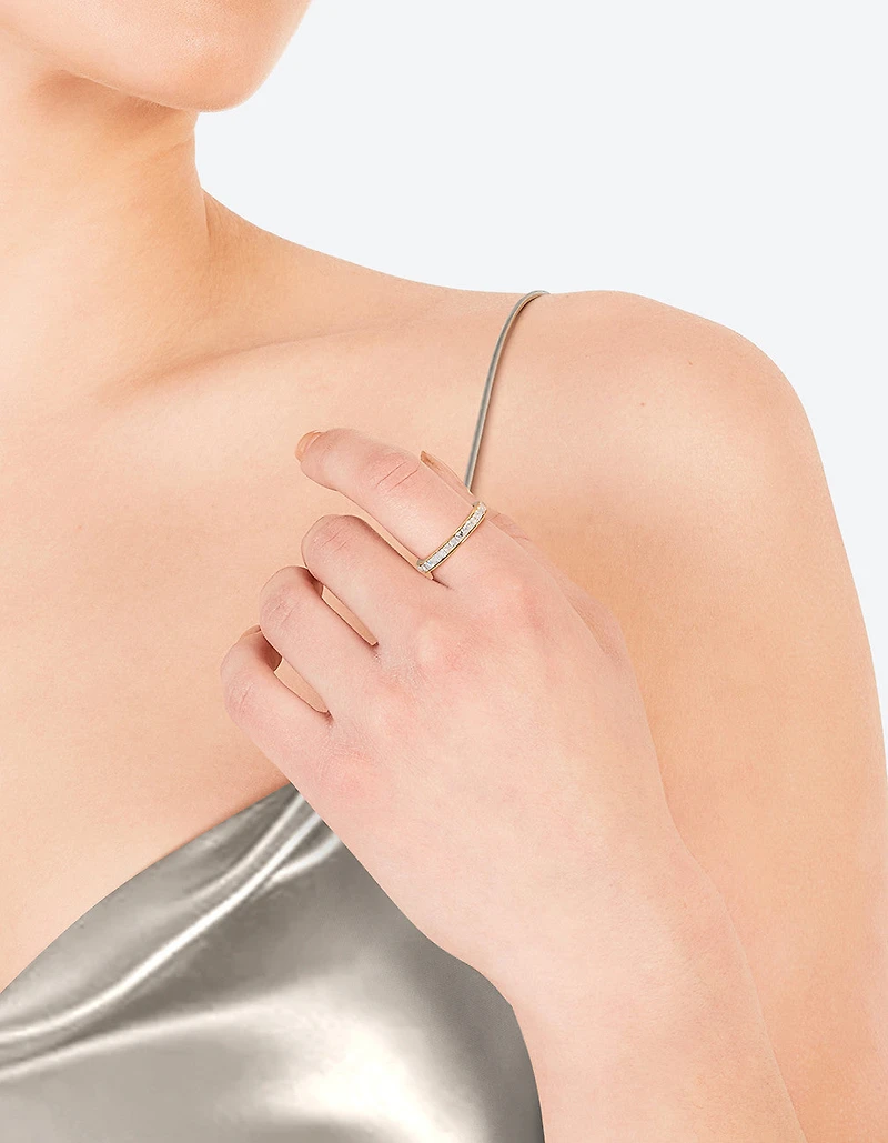 Waterproof Gold Plated Stainless Steel Cubic Zirconia Ring