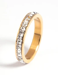 Waterproof Gold Plated Stainless Steel Cubic Zirconia Ring