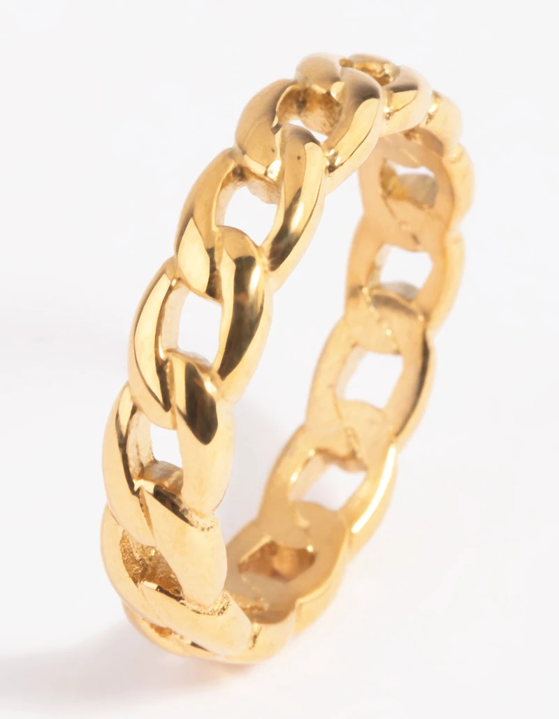 Waterproof Gold Plated Stainless Steel Chain Ring
