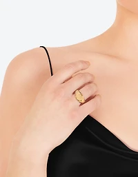 Waterproof Gold Plated Stainless Steel Signet Ring