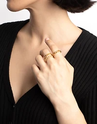 Gold Plated Cubic Zirconia Chain Ring Pack