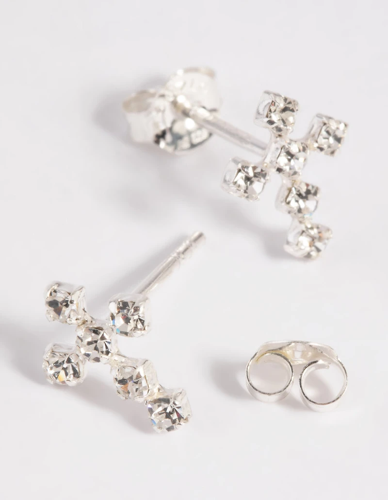 Boucles d’oreilles cubiques en zircone en zircone en argent sterling