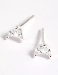 Sterling Silver Cubic Zirconia Dolphin Tail Stud Earrings