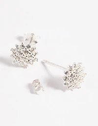 Boucles d’oreilles cubiques en zircone en argent sterling Sun Stud