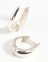 Sterling Silver Oval Hinge Huggie Hoop Earrings