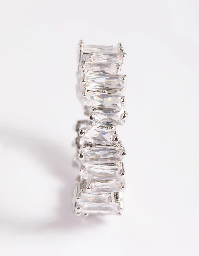 Silver Cubic Zirconia Jagged Band Ring