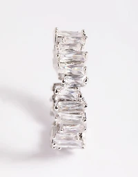 Silver Cubic Zirconia Jagged Band Ring