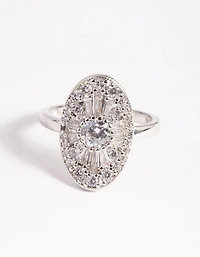 Silver Cubic Zirconia Oval Ring