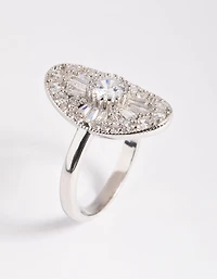 Silver Cubic Zirconia Oval Ring