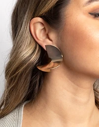 Gold Twisted Fan Stud Earrings