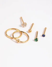 Gold Plated Titanium Green Nose Studs