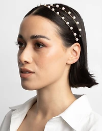 Gold Cross Over Pearl Headband